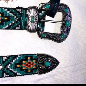 SOLD OUT Western belt rhinestones turquoise silver